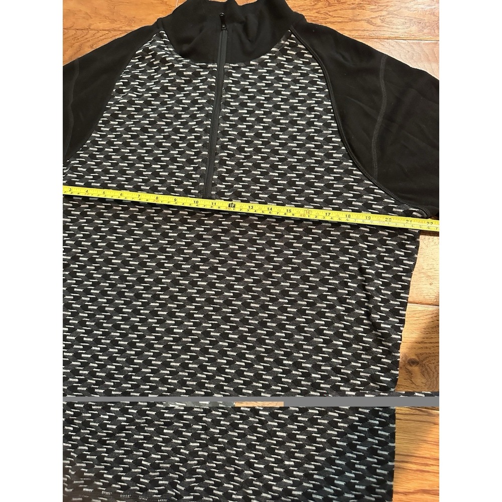 Smartwool 100% Merino Wool 1/4 Zip Pullover Men XL Black Geometric Base Layer - Picture 7 of 11